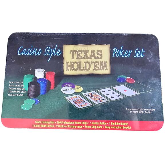 NEW TEXAS HOLD 'EM Casino Style Poker Set Poker Chips Playing Cards COMPLETE SET - Picture 3 of 4